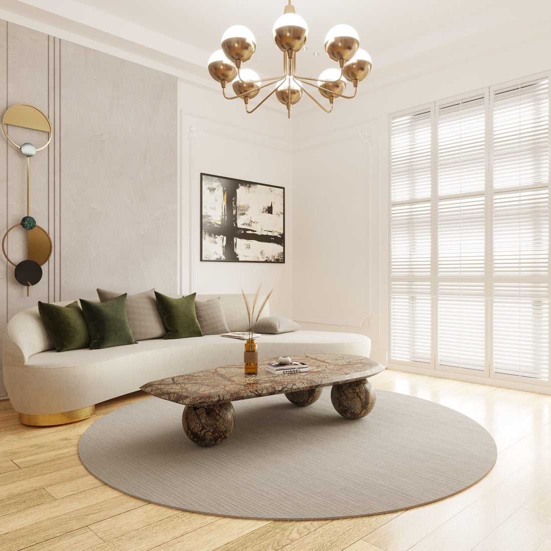 Globe Coffee Table in Rainforest Brown Marble