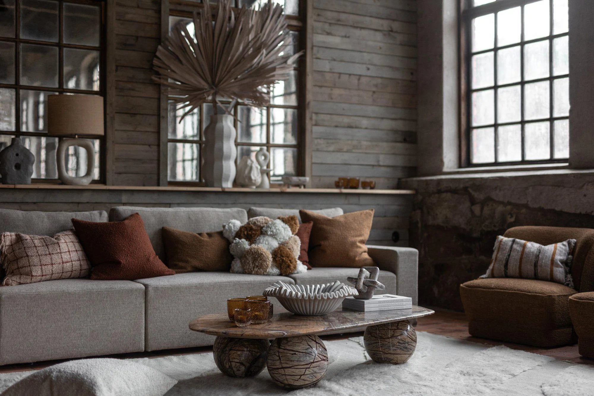 Globe Coffee Table in Rainforest Brown Marble
