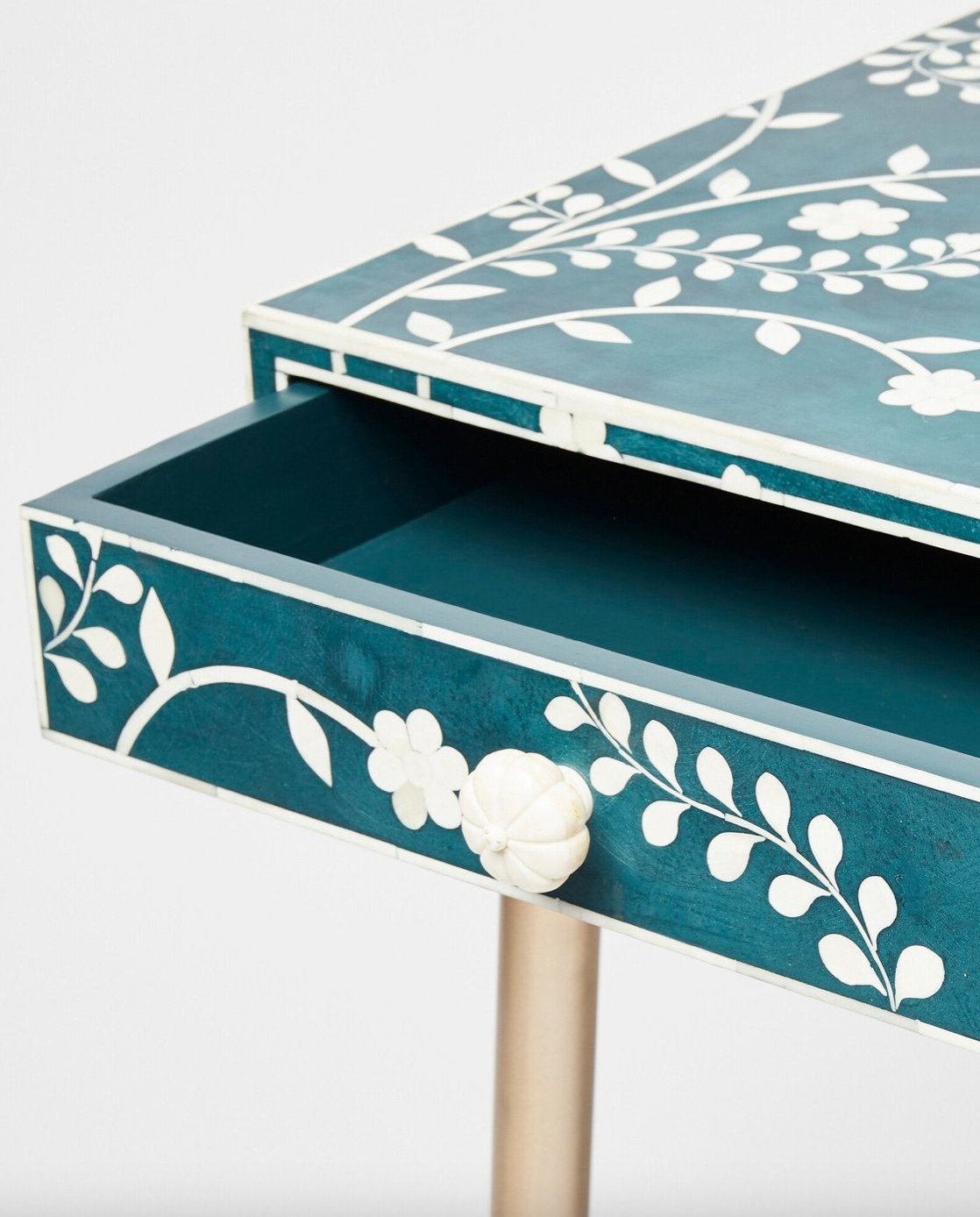 Lohko Blue Floral Inlay Desk & Dressing Table