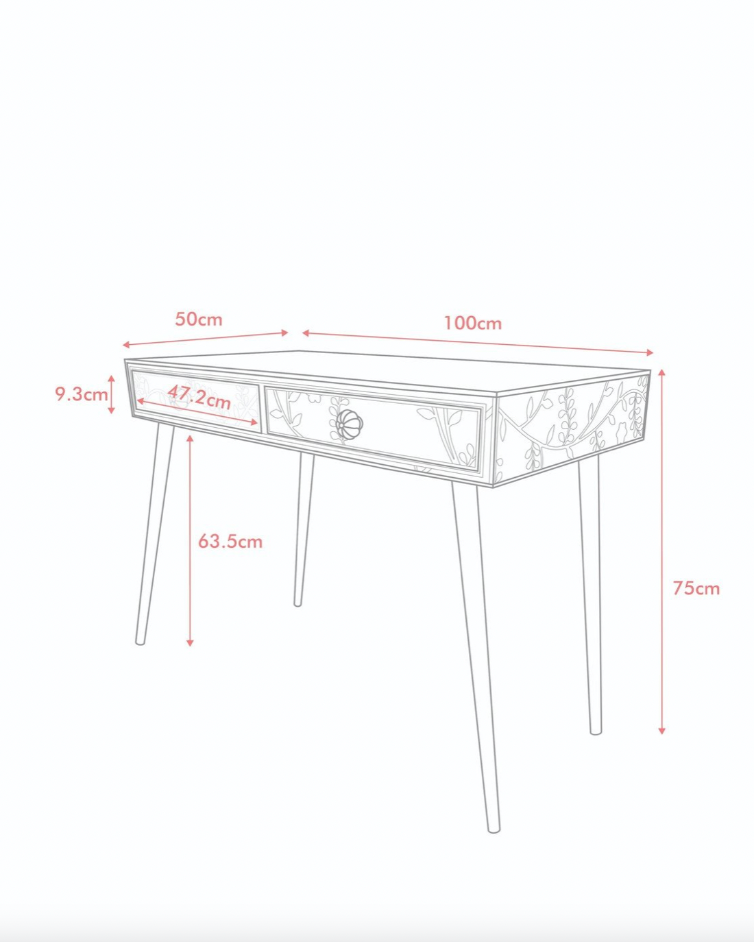 Lohko Blue Floral Inlay Desk & Dressing Table