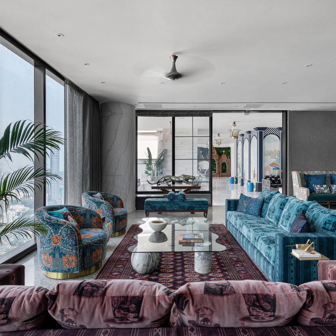 Marble Coffee Table with Geometrical Blocks