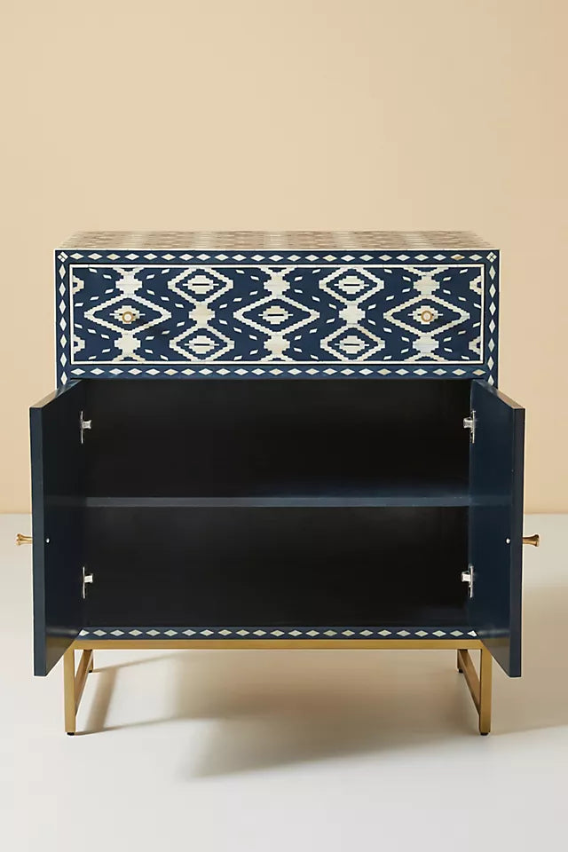 Ikat Inlay Drawer Storage Cabinet - Ziba Homes