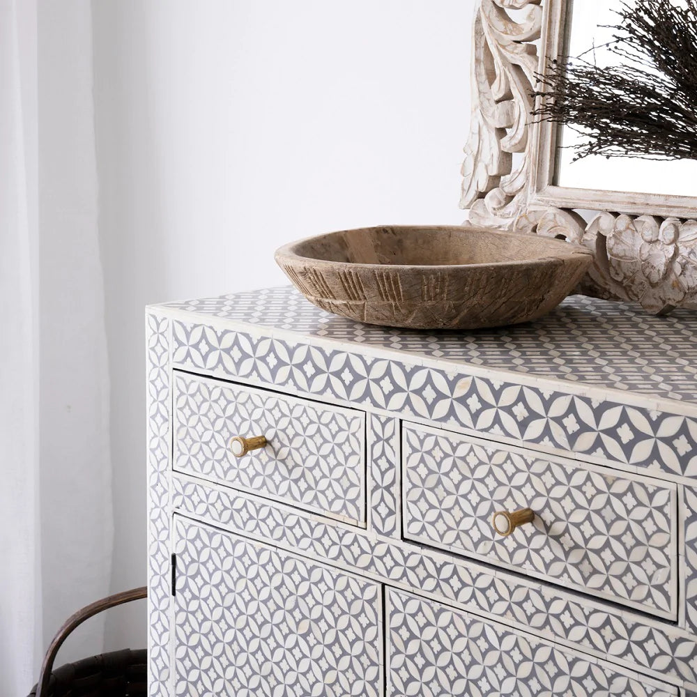Medley Floral Inlay Sideboard Buffet - Ziba Homes
