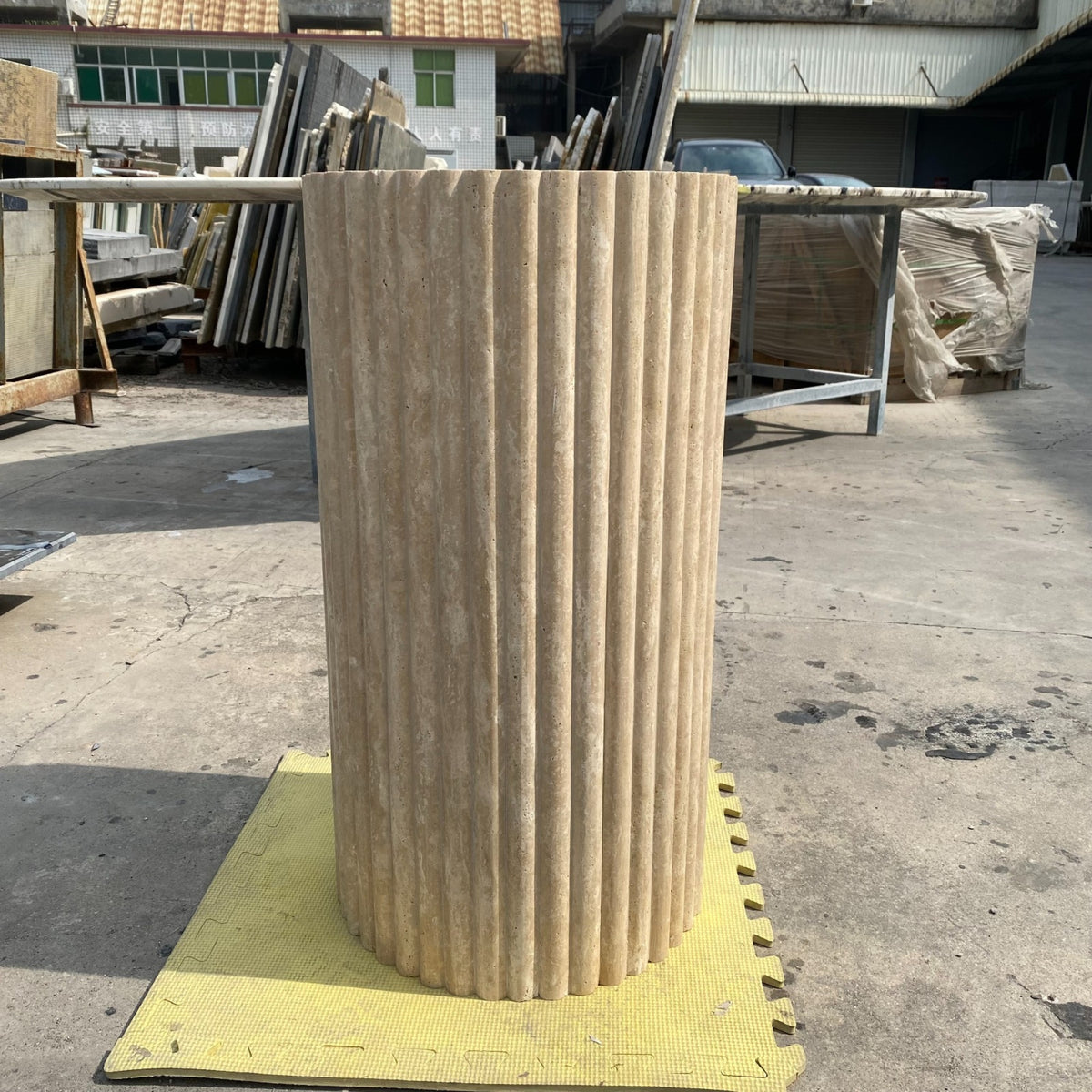 Fluted Table Riser Travertine Fluted Dining Table – Ziba Homes