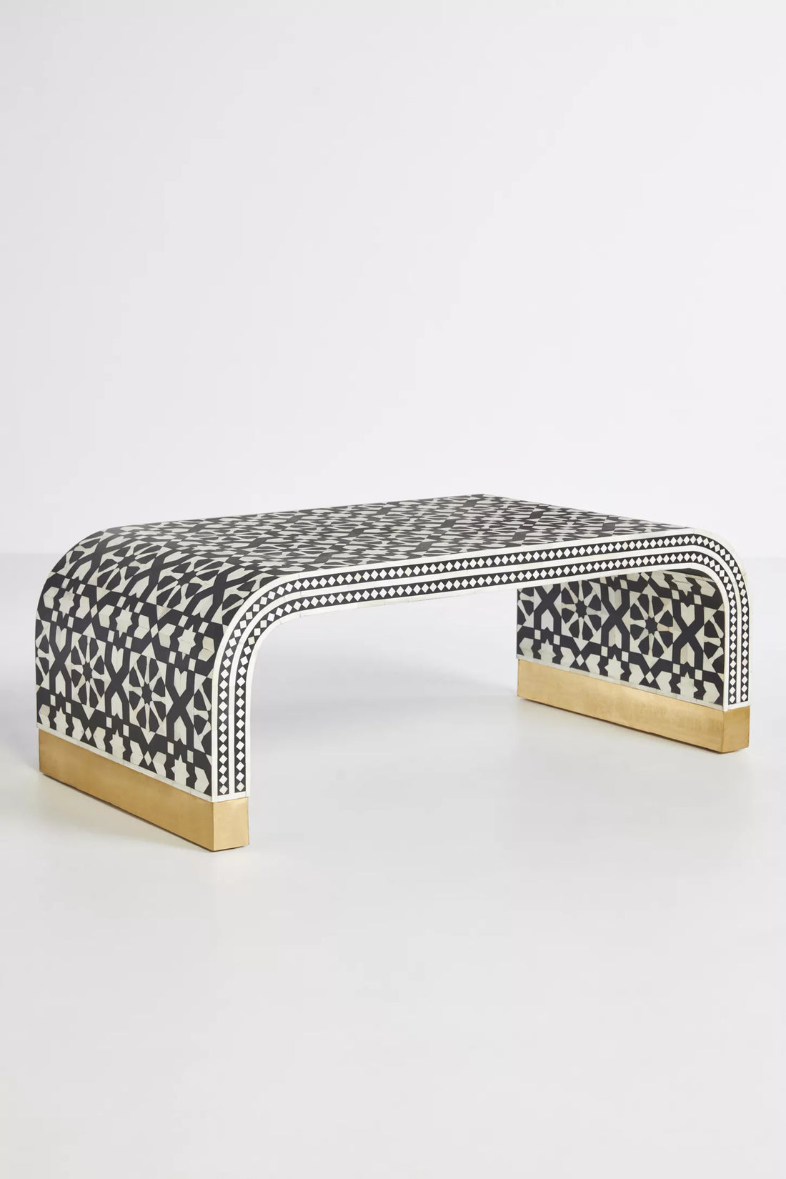 Marrakech Bone Inlay Waterfall Coffee Table in Black