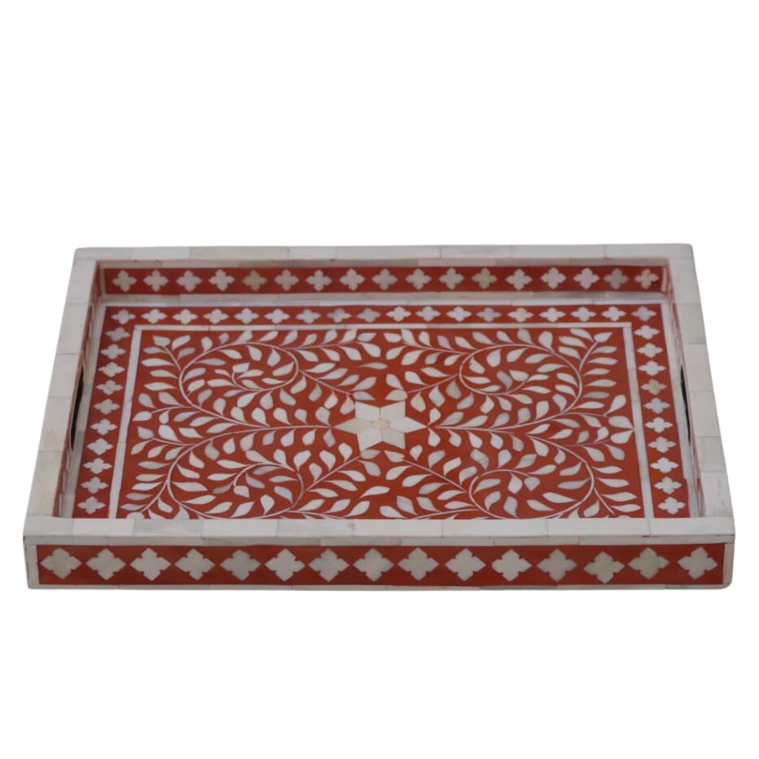 Sylvan Inlay Tray in Red Colour – Ziba Homes
