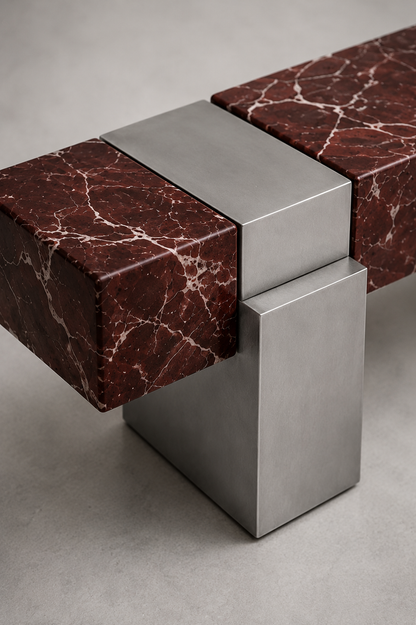 Rosso and Metal Bench