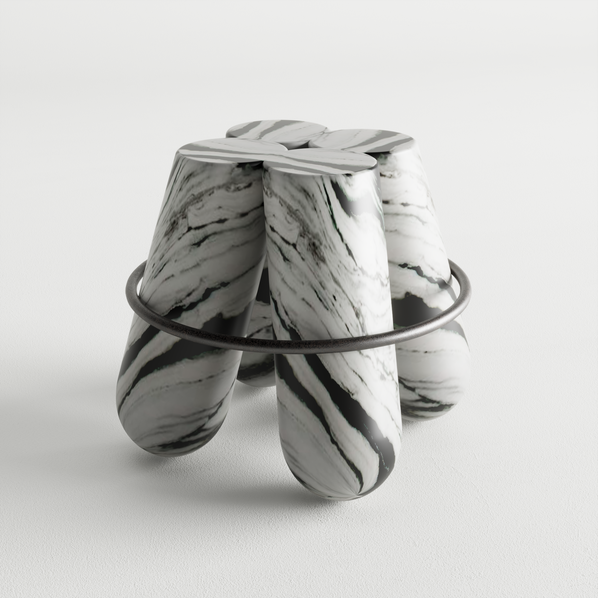 Marble End Table with Metallic Ring