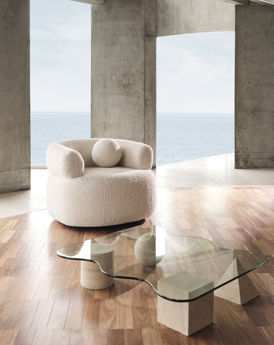 Marble Coffee Table with Geometrical Blocks