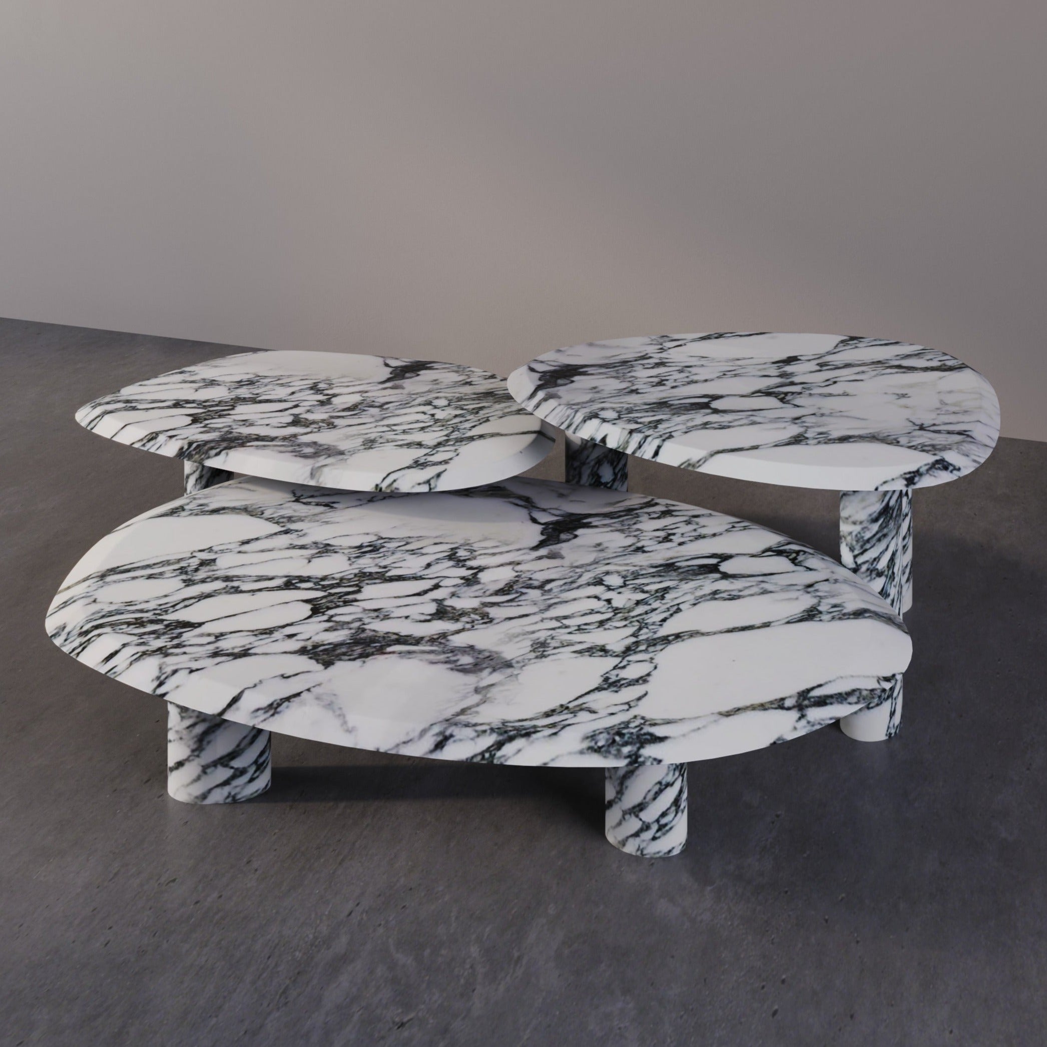 Three Musketeers Marble Coffee Table - Set of three