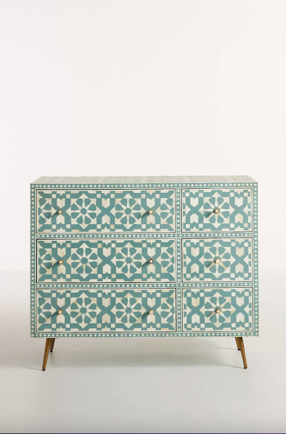 Moroccan Bone Inlay Six-Drawer Dresser