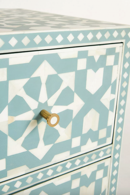 Moroccan Bone Inlay Six-Drawer Dresser