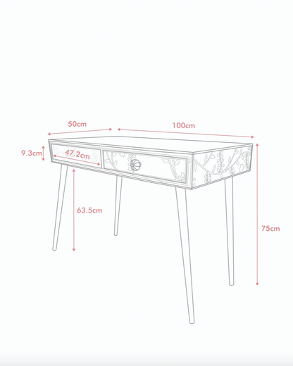 Lohko Blue Floral Inlay Desk &amp; Dressing Table