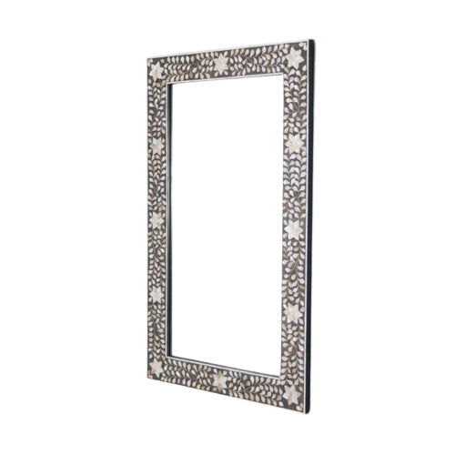 Grey Floral Elegance Wall Mirror