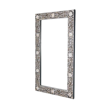Grey Floral Elegance Wall Mirror