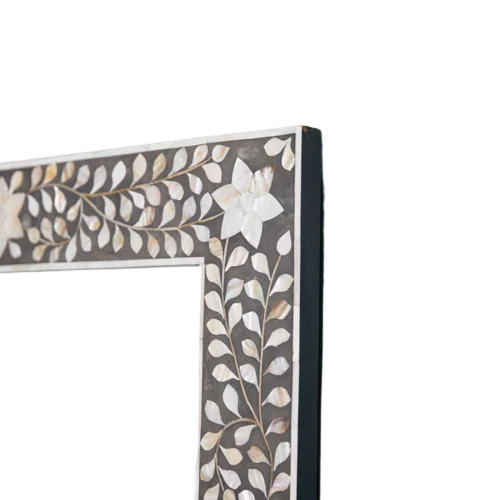 Grey Floral Elegance Wall Mirror