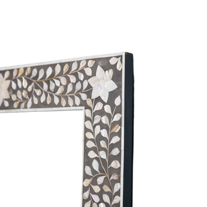 Grey Floral Elegance Wall Mirror