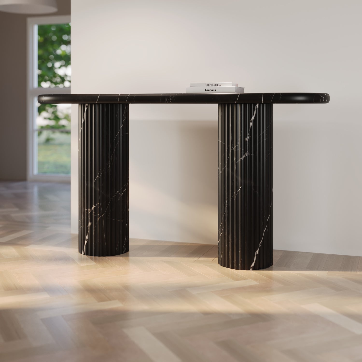 Fluted Telly Marble Console Table