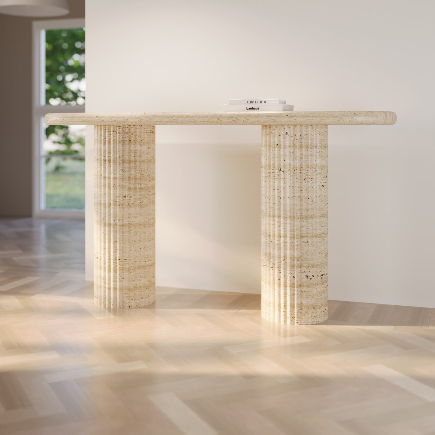 Fluted Telly Marble Console Table