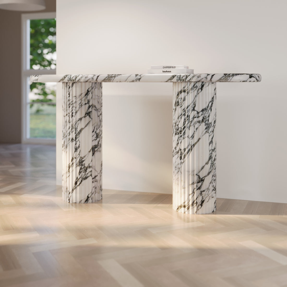 Fluted Telly Marble Console Table