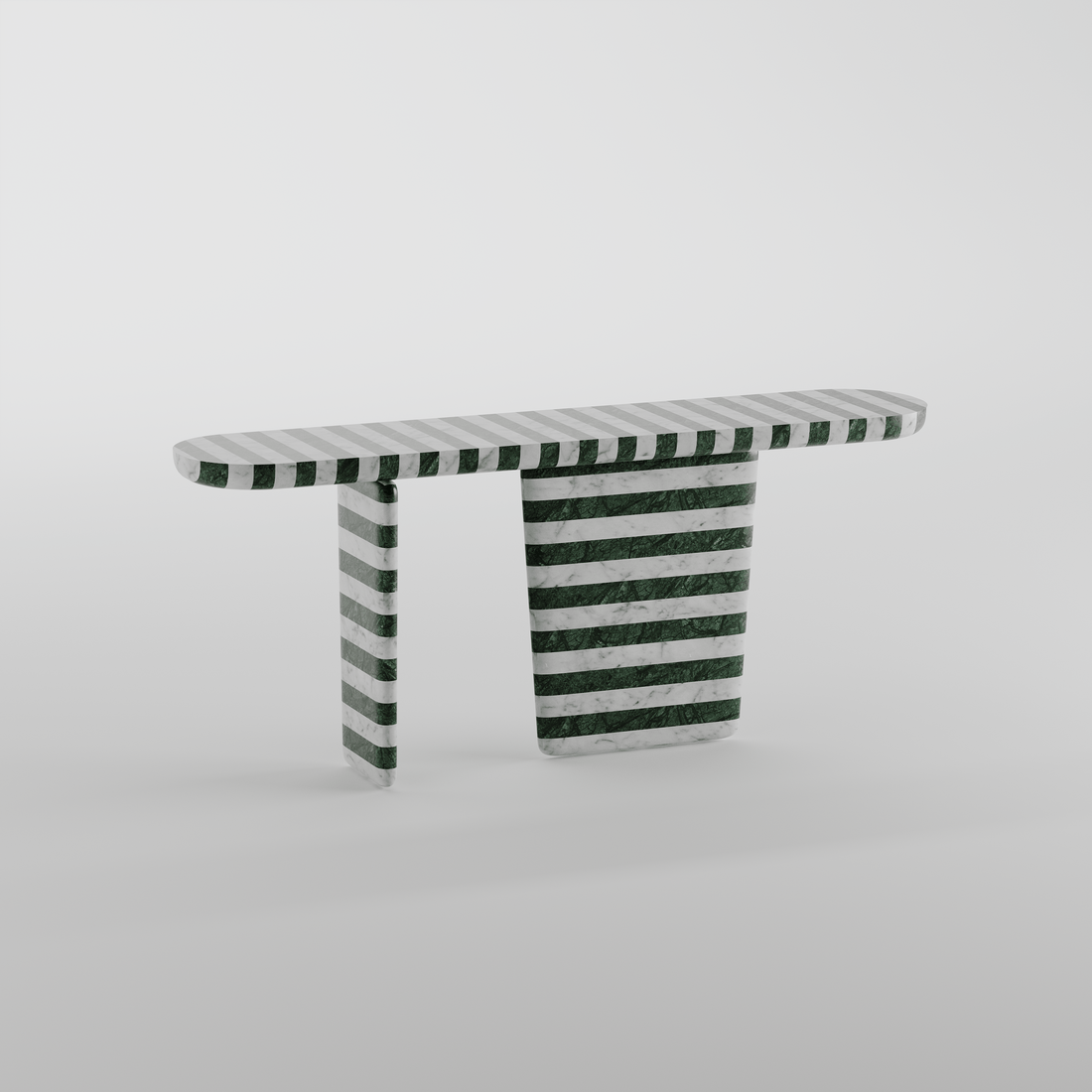 Tesselate Linear Marble Inlay Console