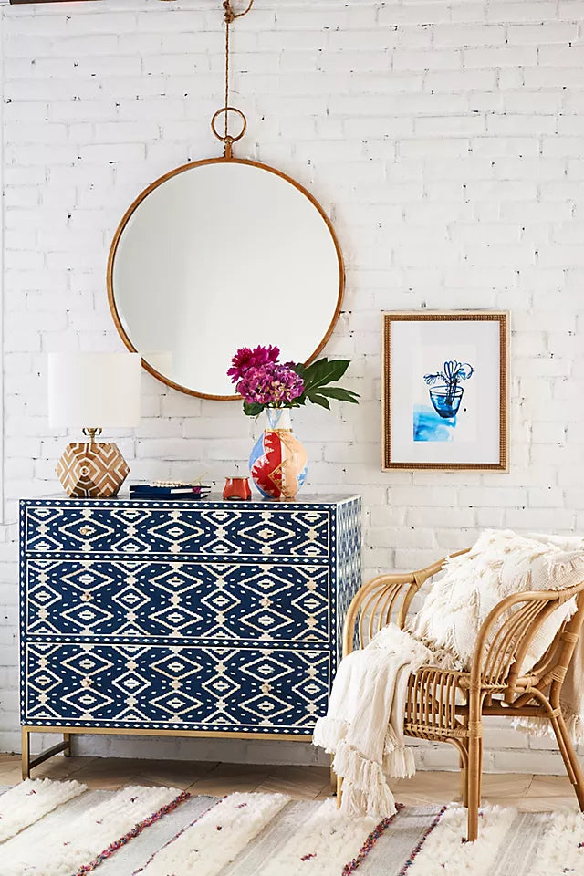 Ikat Inlay 3-Drawer Dresser - Ziba Homes