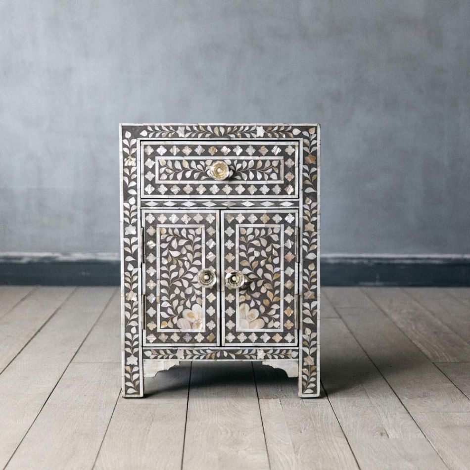 Sylvan Mother Of Pearl Nightstand - Ziba Homes