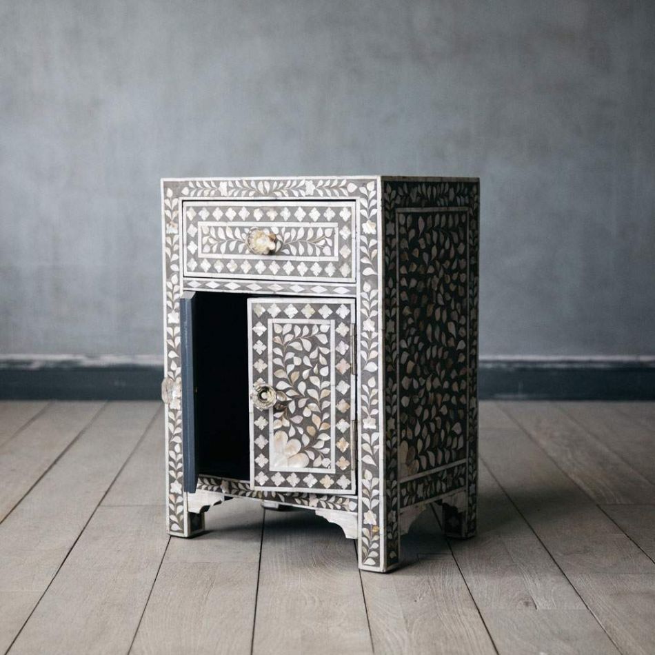 Sylvan Mother Of Pearl Nightstand - Ziba Homes